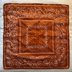 rust orange scarf w white print